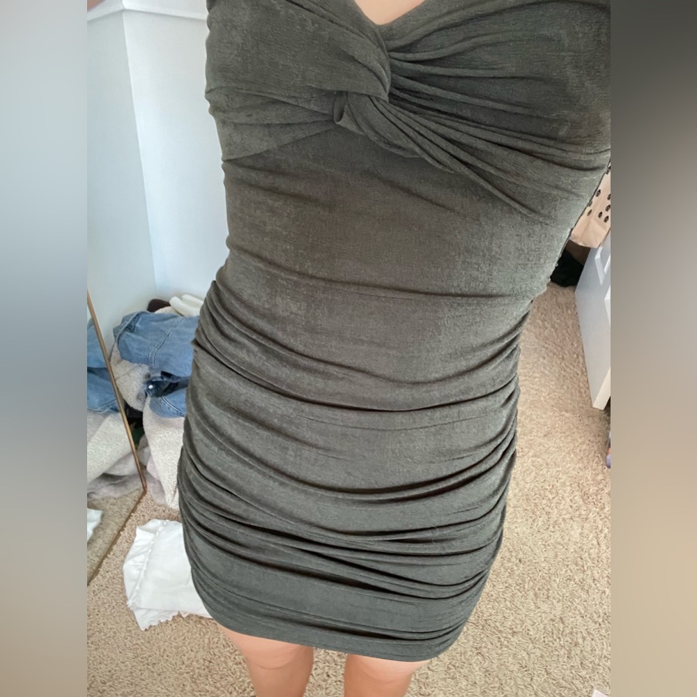 Hello Molly dark green one shoulder mini dress, XS